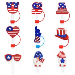 Cross-border Independent Day Straw Cup Straw Dust Cover Creative DIY Decorative Accessory 10mm Silicone Straw Cap