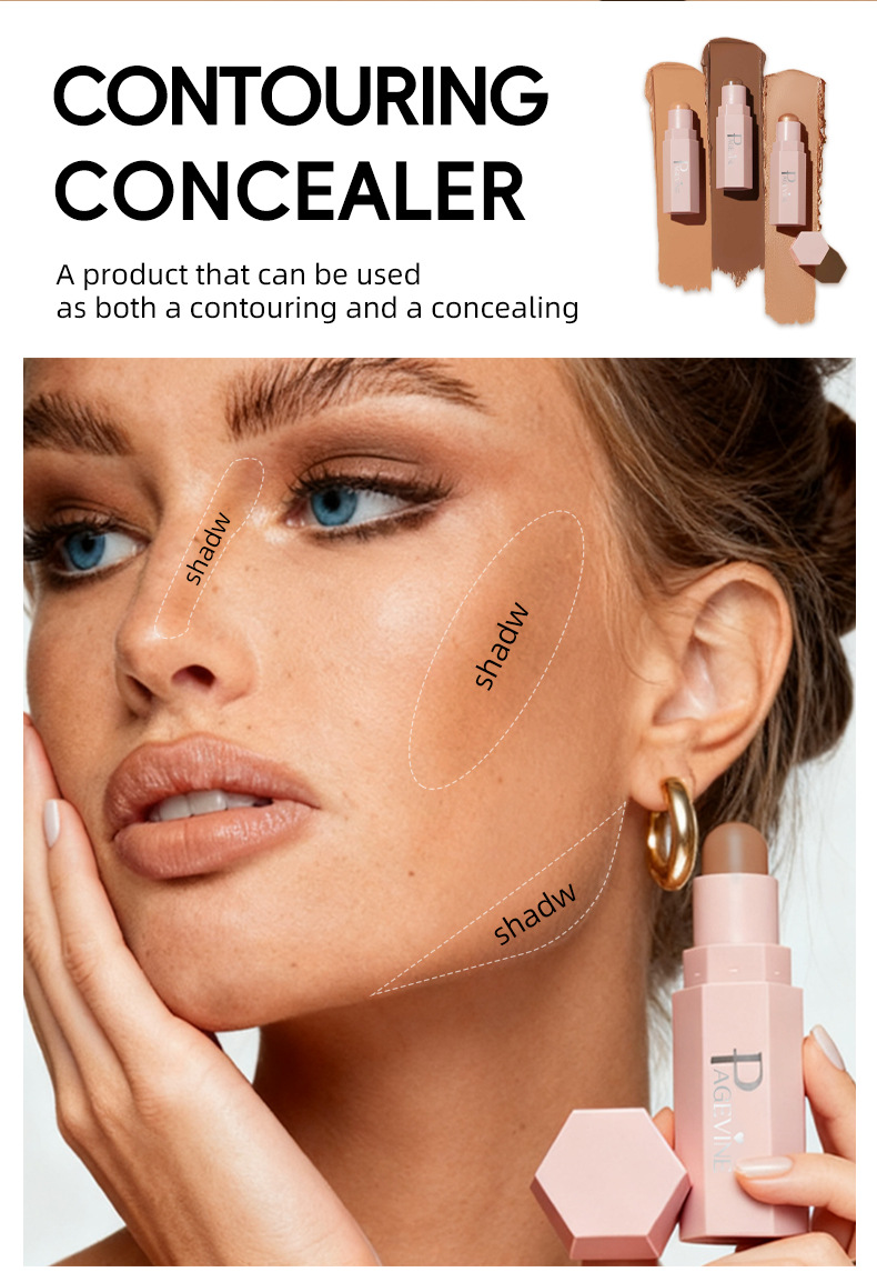 Meilleure vente transfrontalière PAGE VINE Stick contour mat doux et polyvalent 7,1 g Pour un contouring naturel_voghion.com