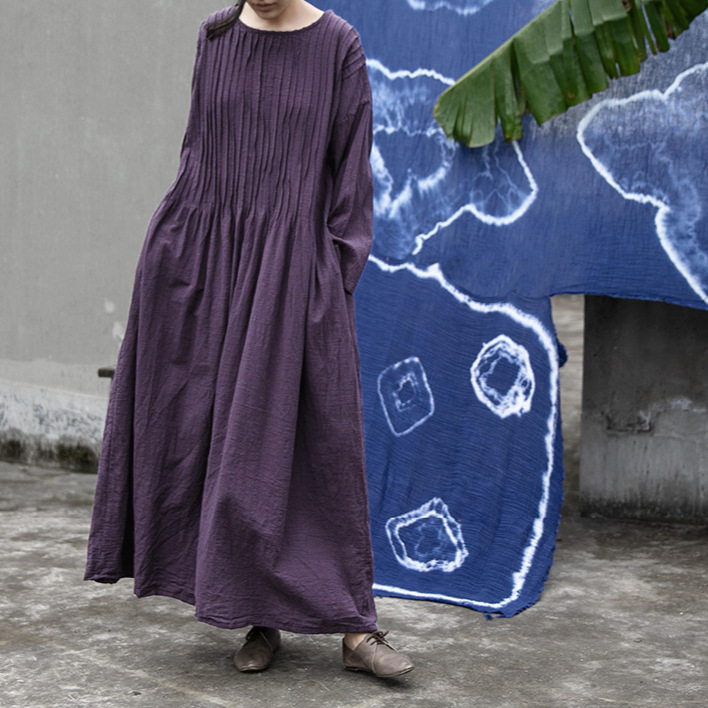 Shanqiannianyi Design Spring and Autumn Cotton and Linen Retro Artistic Loose Slimming Handmade Organ Pleated Robe dress Shanqiannianyi Design Spring and Autumn Cotton and Linen Retro Artistic Loose Slimming Handmade Organ Pleated Robe dress