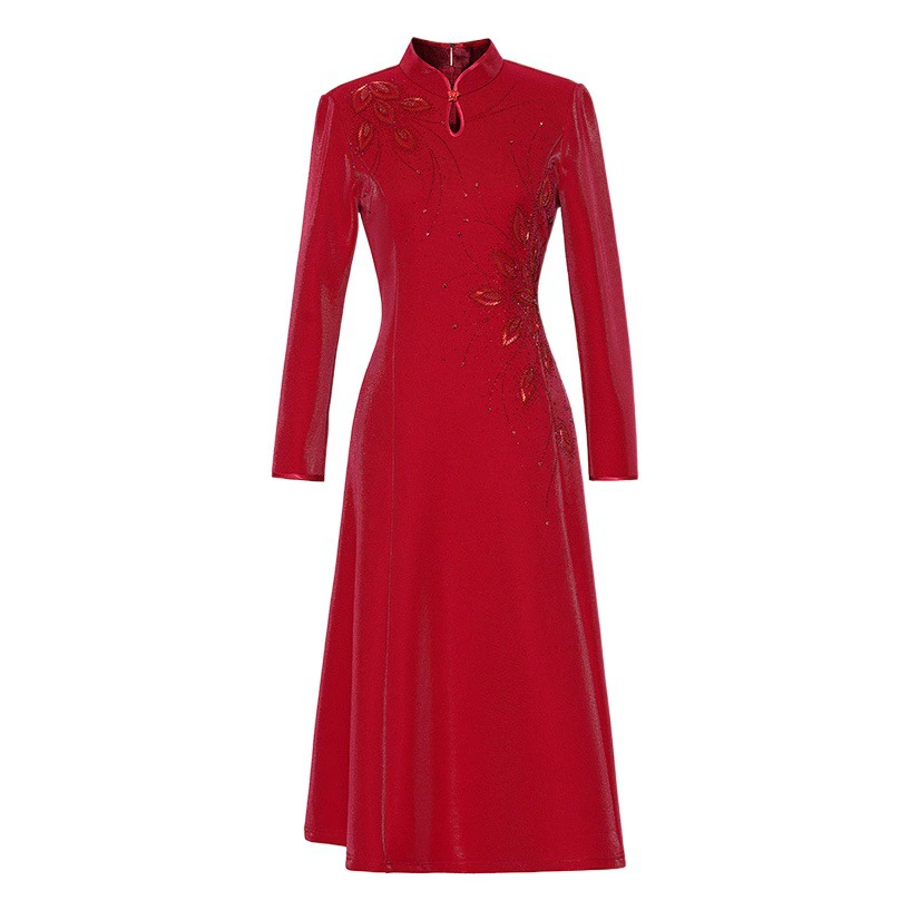 2025 новое высококачественное зимнее платье для свадебного банкета для свекрови, чонсам, элегантное платье для молодой мамы, женская одежда