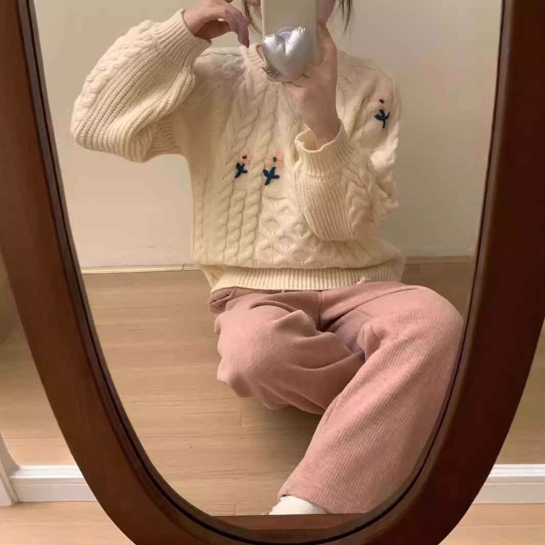 24 invierno Puyuan francés dulce engrosado cálido camisa de punto de torsión chaqueta de mujer otoño invierno nuevo