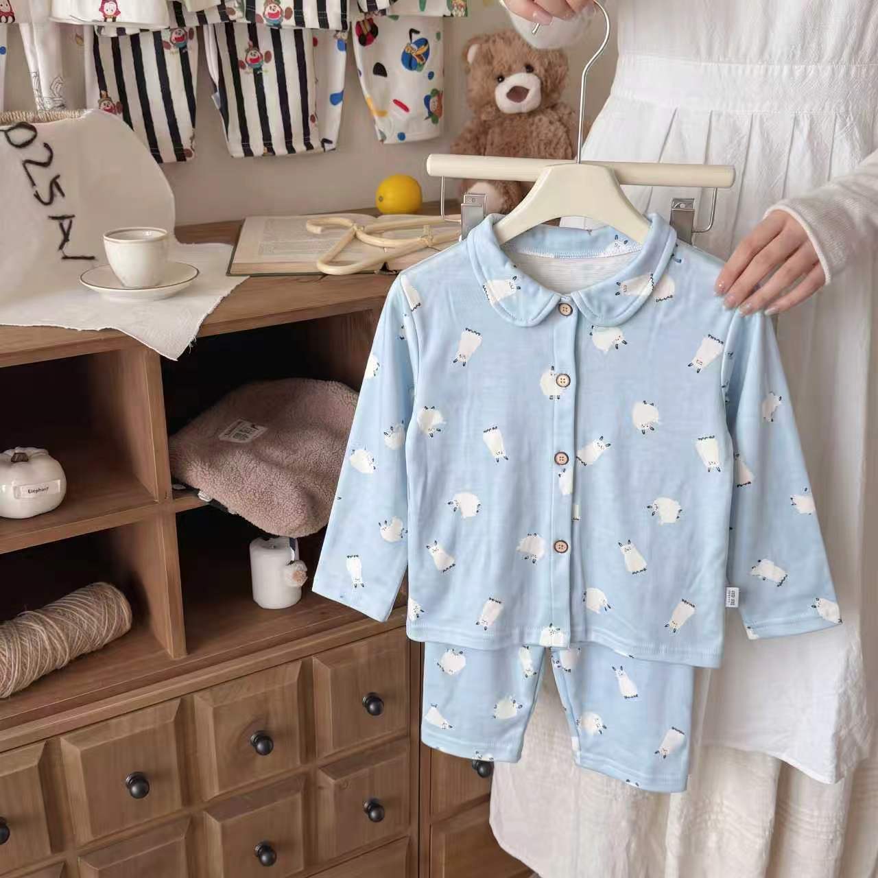 Lapel suit blue lamb (new) / 80cm