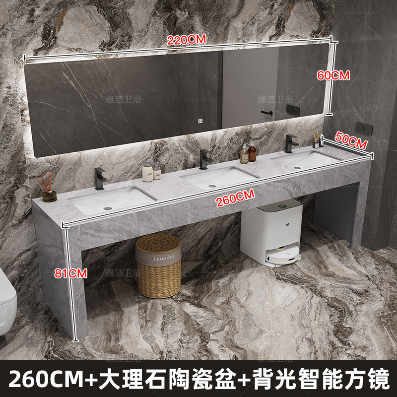 モダンでシンプルな大理石のダブル洗面台公共トイレ洗面台床置き洗面台キャビネットの組み合わせ|undefined