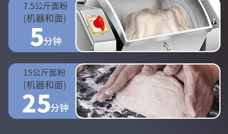 Xinkaifeng Commercial Dough Mixer Silent Stainless Steel Small Household Kneading Machine 10kg 25kg Fully Automatic New Model