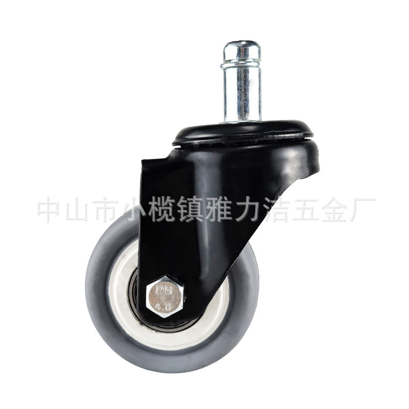 1.5寸2寸插杆脚轮发廊凳子卡扣万向轮静音轮办公椅卡簧脚轮带刹车