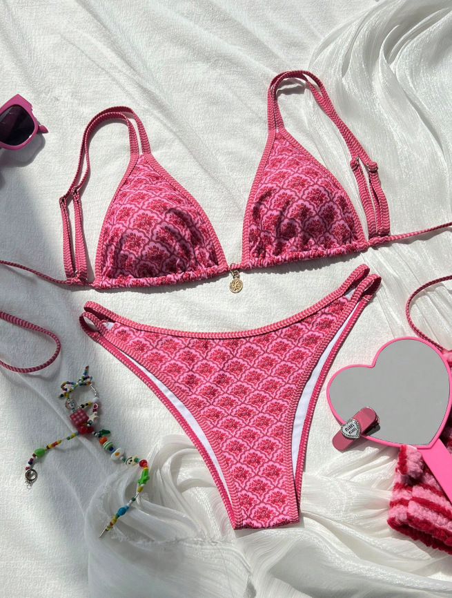 New Sexy Swimsuit High End Beach Tie Up Bikini For Women Print Foreign Swimwear_ecoleips.com