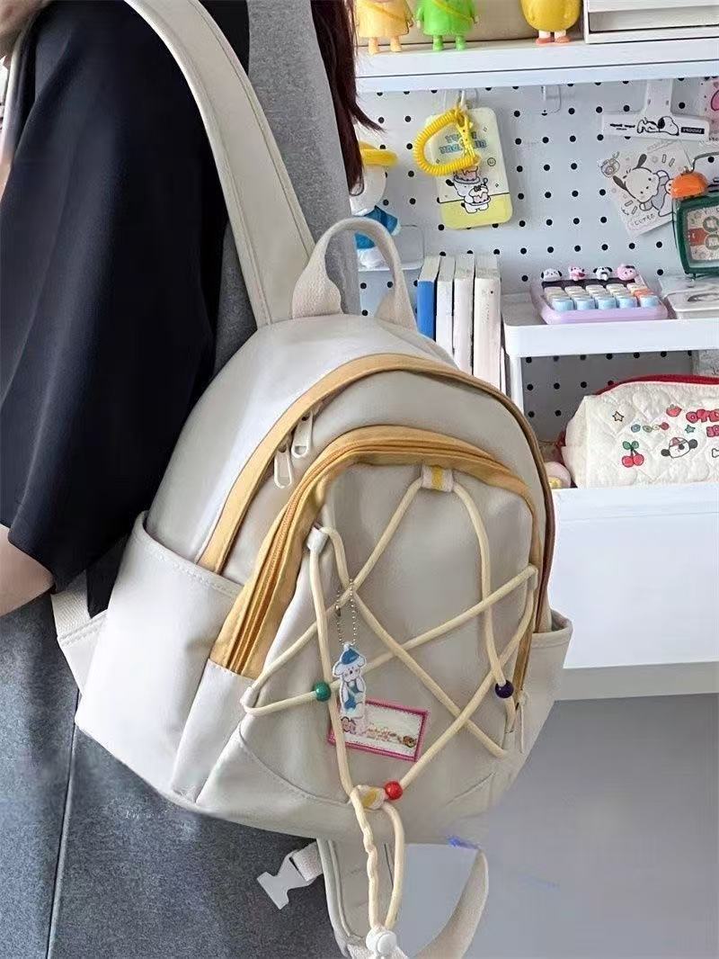 Small Fresh Girl All-match Small Schoolbag Spring Outrage Lightweight Small Backpack Small Contrast Color Primary School Student Backpack