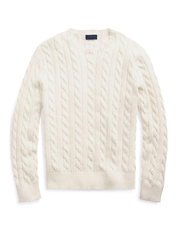 Sweep Size RL Ruff Pony Embroidered Crewneck Sweater Men's Autumn and Winter Warm Twist Couple Pullover Sweater Women