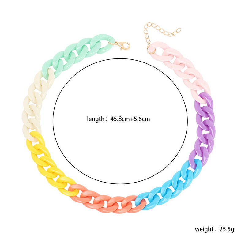 Sweet Colorful Arylic Alloy Chain Necklace display picture 1