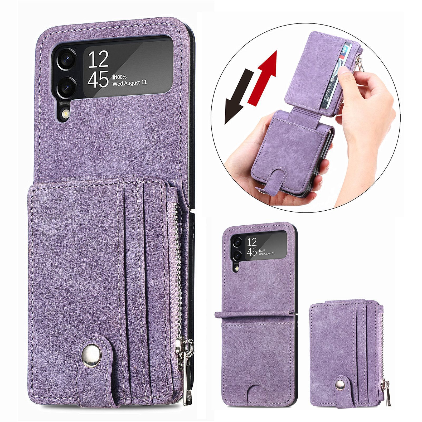For Samsung Z flip4 skin-sensitive frosted two-in-one detachable card case ZFliP 3 folding phone case