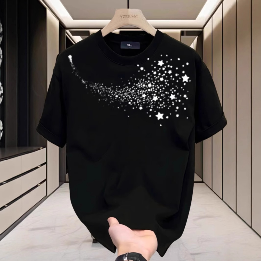 Maglietta shooting star con strass per uomo e donna in cotone_voghion.com