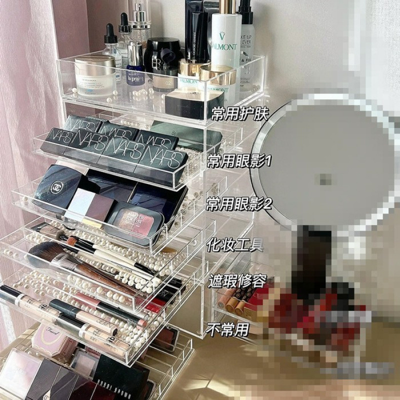 収納ラックアクリルアイシャドウ収納ボックス化粧品デスクトップ引き出しエアクッションパウダー口紅収納ラック|undefined