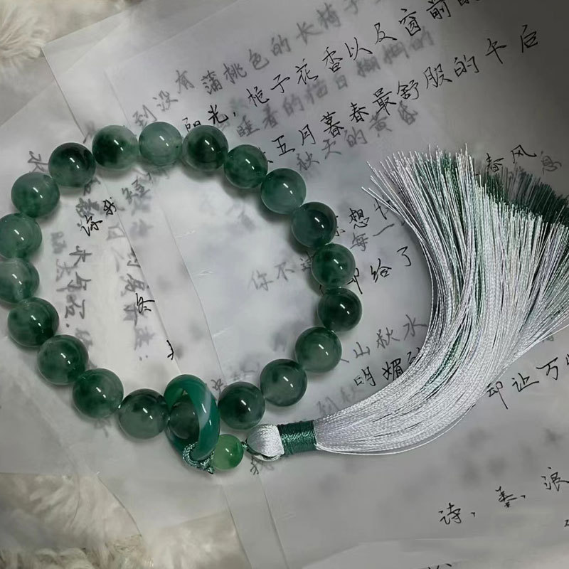 飘花绿玉髓手捻手持手串女款佘太翠文玩古风小手捻指捻跑环绕指柔-阿里巴巴