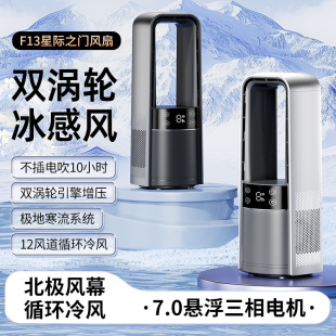 Dual-core leafless fan desktop 2025 new turbine large wind power dormitory office cross-border charging creative small fan