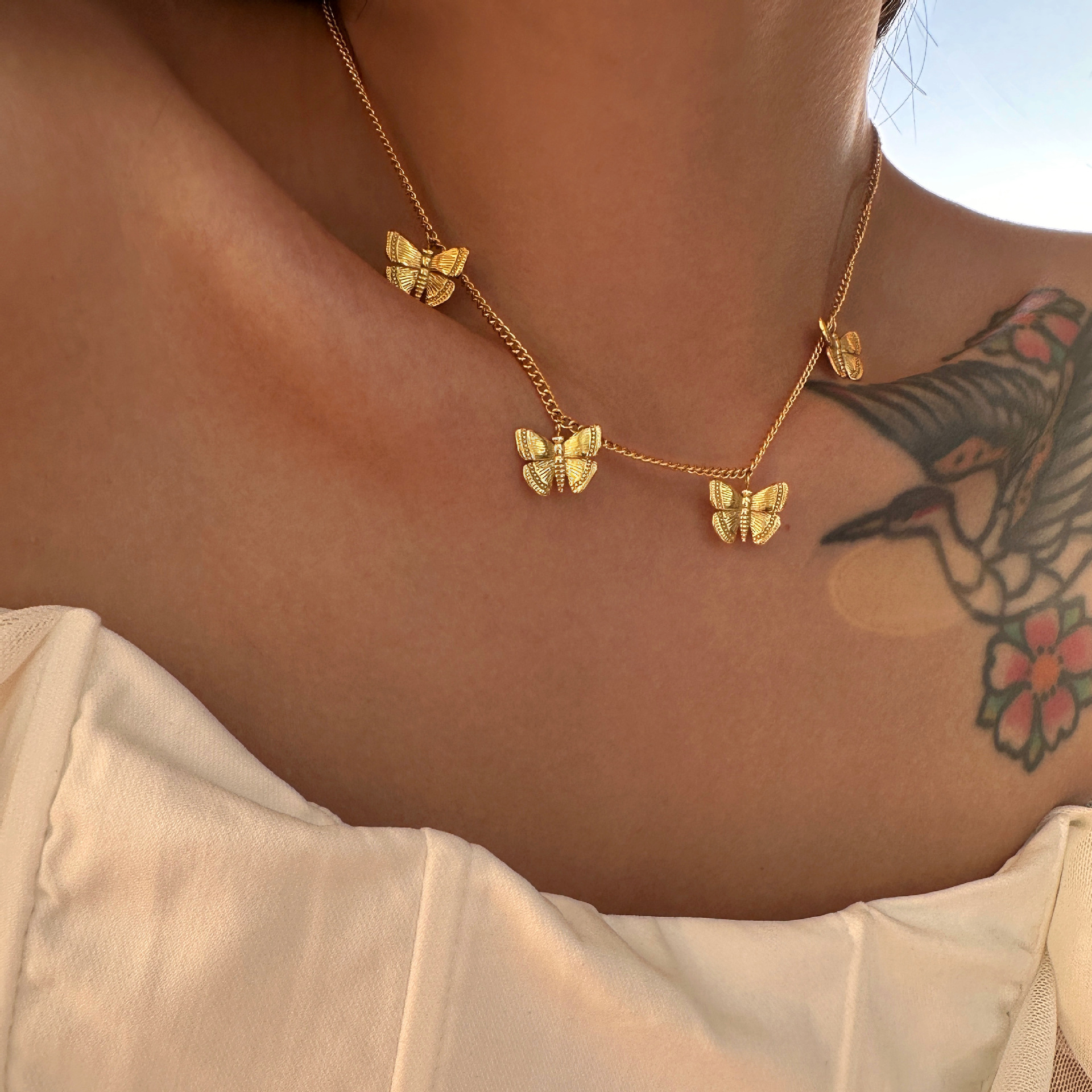 Bracelets, Necklace Classification Ion Plating (IP) Butterfly 304 Stainless Steel Titanium Steel Fairy Style Retro Vintage Style 304 Stainless Steel Bracelets Necklace