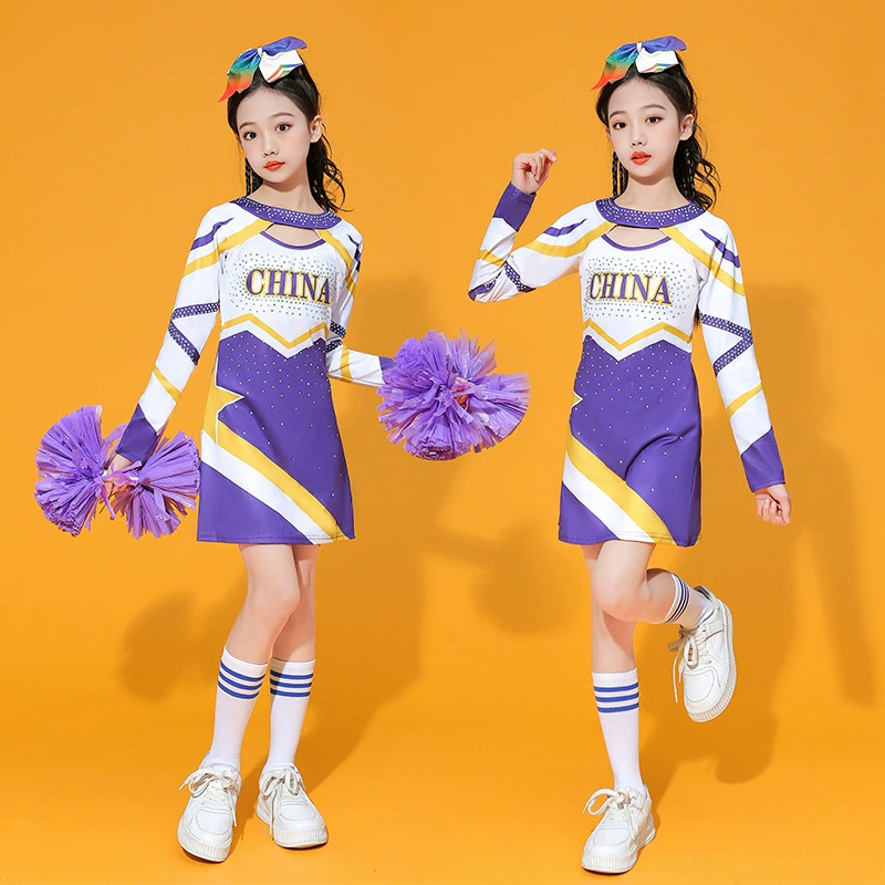 Новые детские костюмы для чирлидинга, танцевальные костюмы, детские, взрослые, мужские и женские костюмы для чирлидинга с длинными рукавами, костюмы для выступлений