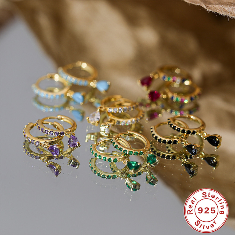 Drop Earrings Classification 1 Pair Quantity 1 Pair 925 Sterling Silver Zircon Water Droplets Drop Earrings