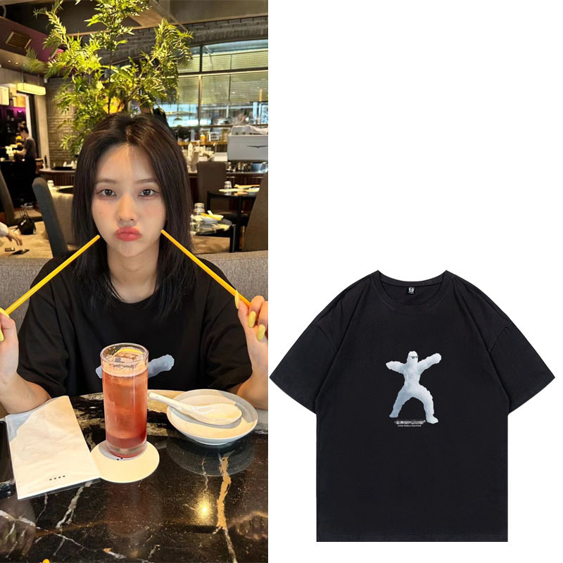 GIDLE Tian Xiaojuan quanzhaoyan same half sleeve clothes cotton loose all-match round neck simple student short sleeve t-shirt GIDLE Tian Xiaojuan quanzhaoyan same half sleeve clothes cotton loose all-match round neck simple student short sleeve t-shirt