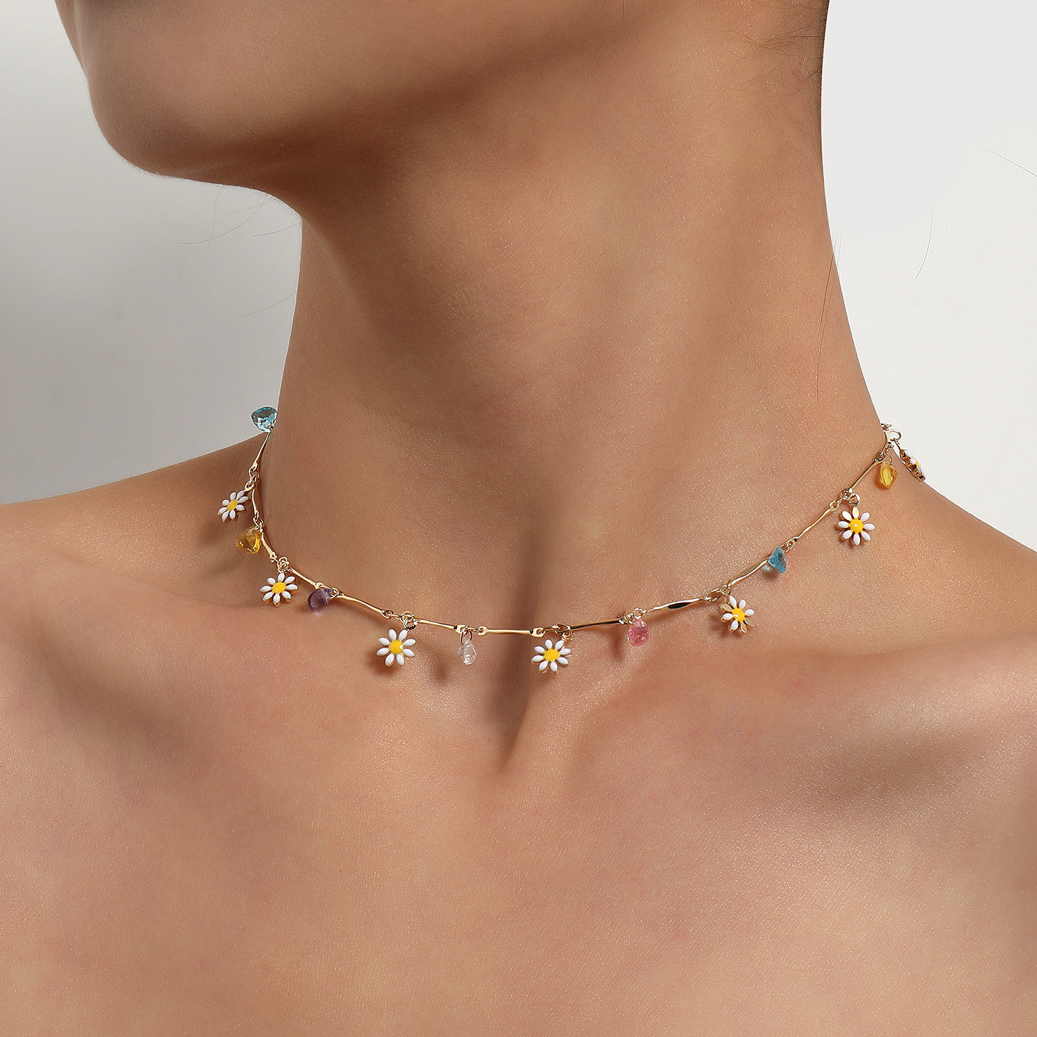 Sweet Flower Alloy Choker Wholesale display picture 3