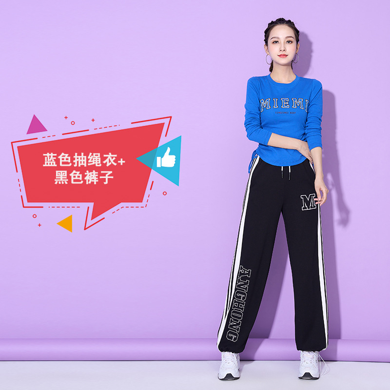 Синяя куртка с двойными пуговицами + черные брюки 008#.