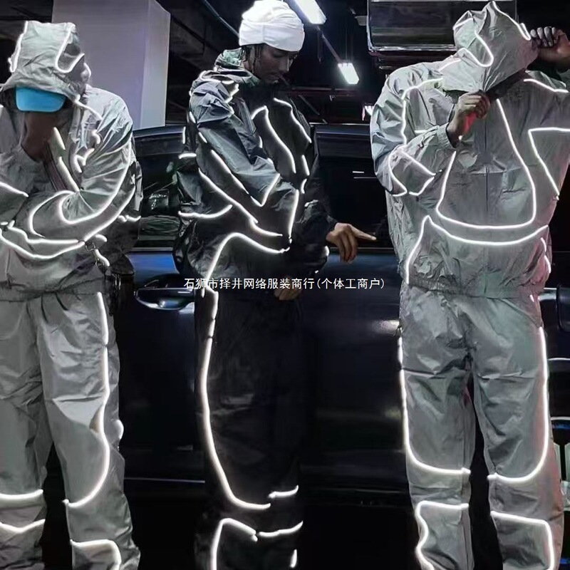 Cross-border NK co-branded Alcatraz reflective suit men's jacket with hook print, casual loose-fitting cardigan for couples