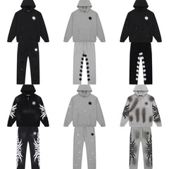 ヨーロッパとアメリカのトレンディなブランド LOSTSHDWS スウェットシャツ、パーカー、リッピングジッパーフード付きジャケット、男性と女性のスポーツスーツ