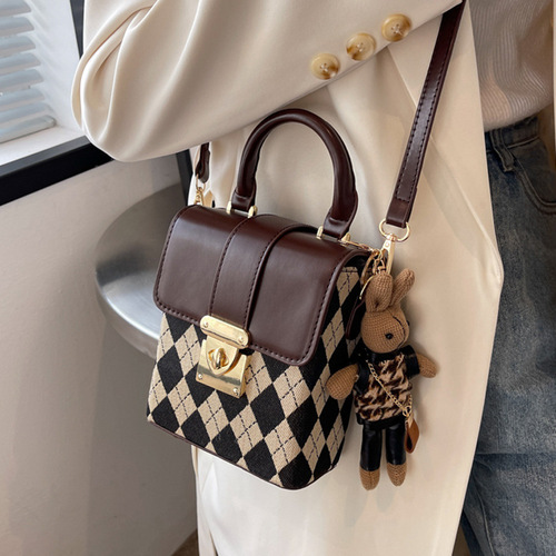 French niche design bag 2024 spring new women's bag popular crossbody bag internet celebrity handheld small square bag
