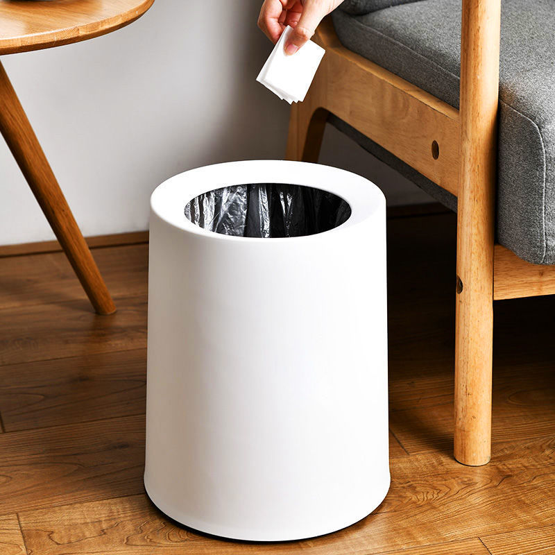 Nordic living room hidden trash bag storage bin bedroom uncovered paper basket high-end hotel solid color household trash bin