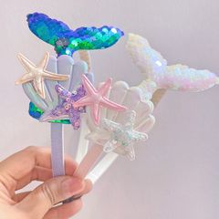 Glitter Fish Tail Hair Clip Girl Program Performance Mermaid Star Shell Anti-Slip Band Sweet Princess Hairpiece
