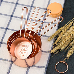 Nordic ins Four-piece Set Rose Gold Measuring Spoon Measuring Cup 4-piece Set Brass Measuring Spoon Stainless Steel Copper Plated Measuring Spoon