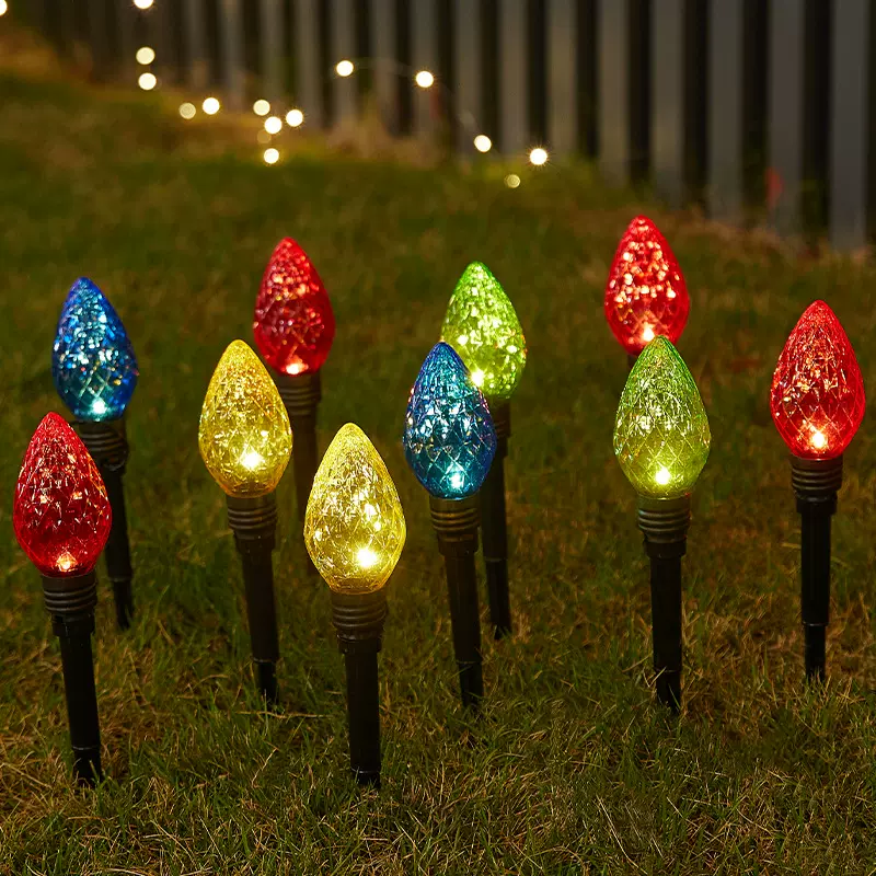 跨境LED草莓灯太阳能菠萝灯泡草坪庭院花园装饰地插灯太阳能节能