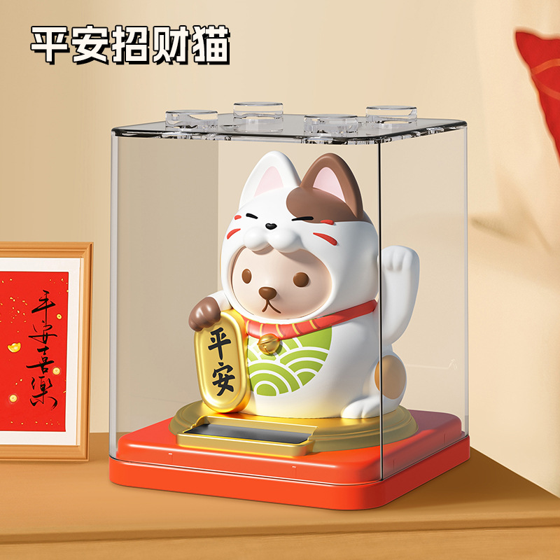 Gato de la suerte solar pequeño gato de la mano de la energía de la luz gato mini gato interior del coche regalo de la oficina decoración de apertura