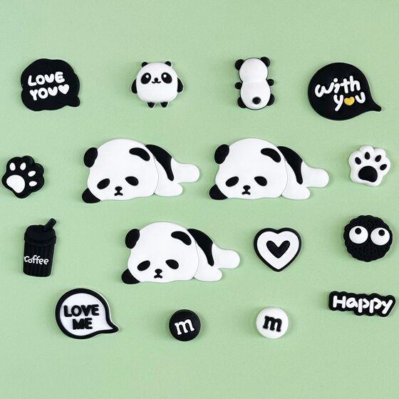 Pvc Soft Glue Patch Panda Home DIY Water Cup Sticker Thermos Cup Refrigerator Sticker Trash Can Mobile Phone Tablet Case Decoration
