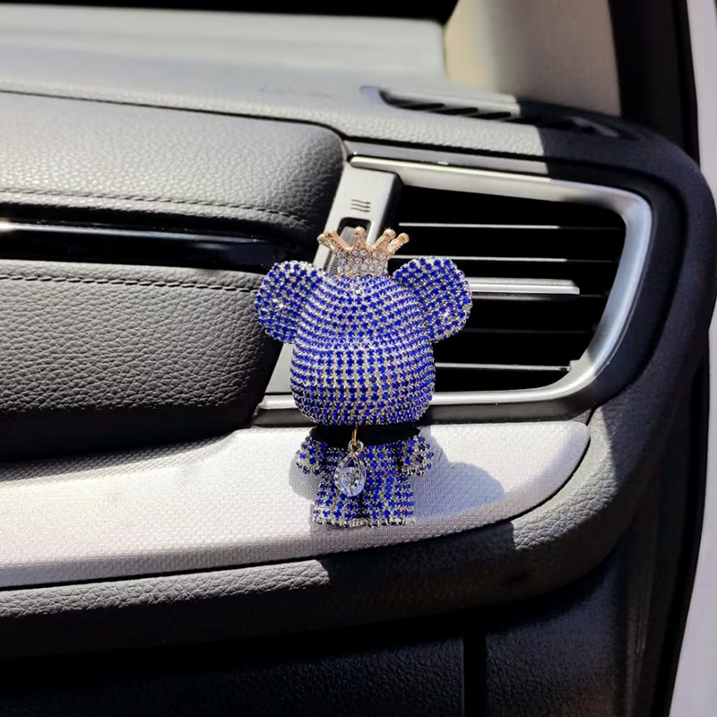 Dibujos animados gran cabeza oso coche aire acondicionado salida de aire decoración coche perfume clip interior accesorios incienso clip aromaterapia hembra diamante