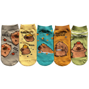 Foreign trade socks new cute cartoon socks Korean casual women's socks crayon small new low-cut socks in stock