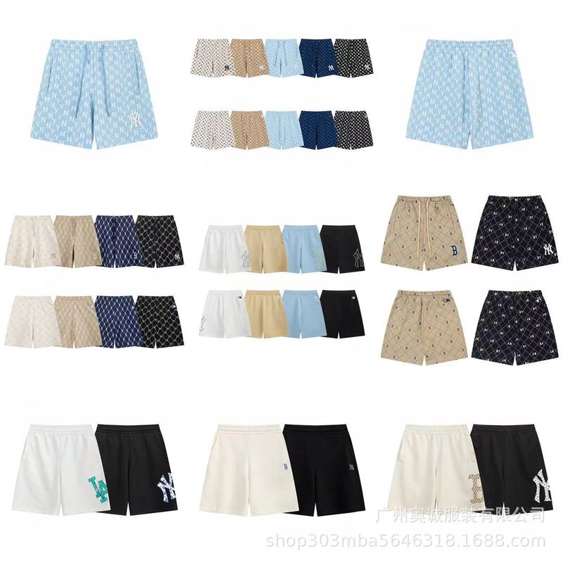 Korean Mlb Spring and Summer Ny New Full-Body Printed Large Logo Letter Shorts for Men and Women, Same Style Five-Point Pants for Couples