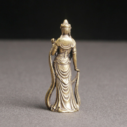 Pure Brass Mahasthamaprapta Bodhisattva Statue Desktop Ornaments Religious Guanyin Statue Worship Crafts Ornaments Old Bronze Wholesale