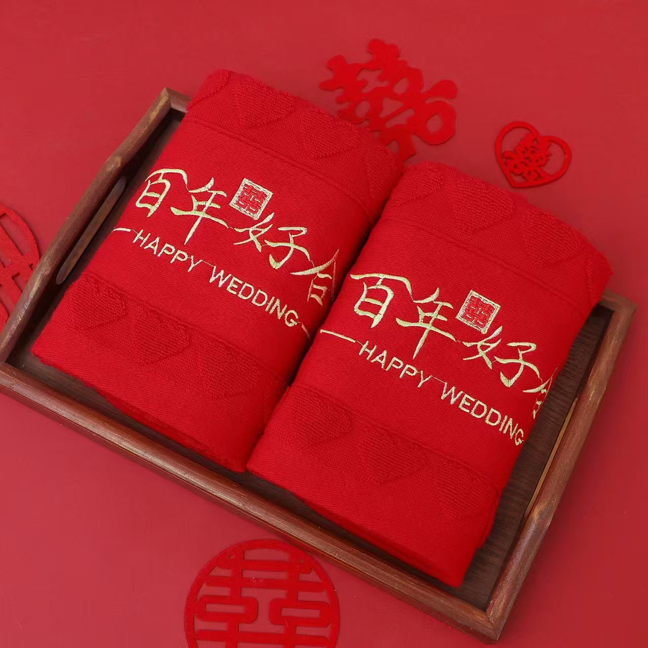 深红喜百年好合 / 34*74