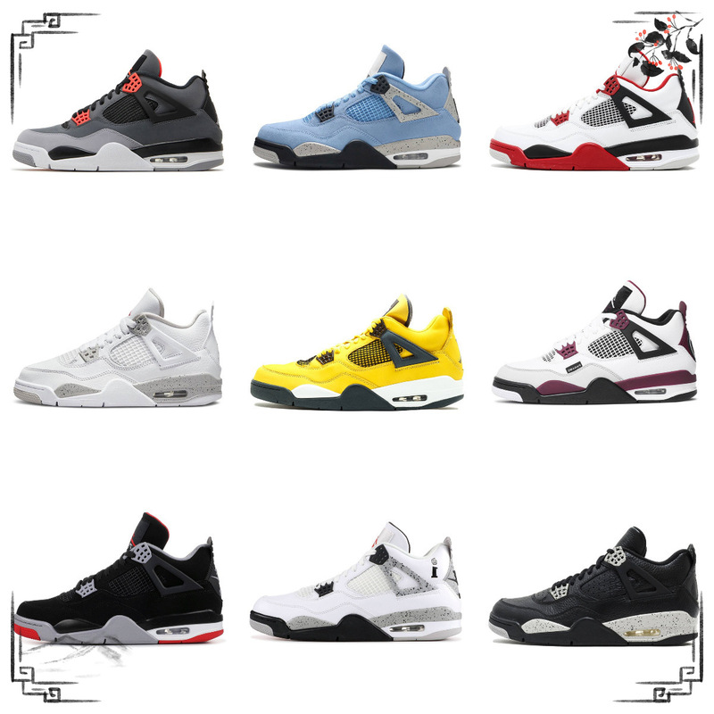 Putian Shoes Pure Original Aj4 Hot Lava Electric Mother Yellow Psg Cement Black Cat Black Red Laser Jordan 4 Women's and Men's Basketball Shoes