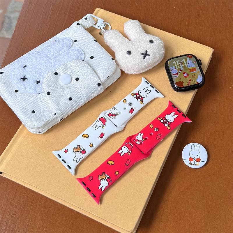 Year of the Horse Miffy Silicone Watch Strap Suitable for S10 Apple S11 Watch Iwatch8 New Model Applewatch97Se Year of the Horse Miffy Silicone Watch Strap Suitable for S10 Apple S11 Watch Iwatch8 New Model Applewatch97Se