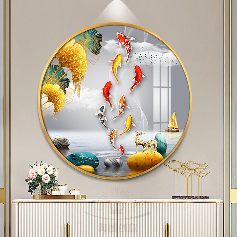 Nueve peces cuadros redondos porche pinturas decorativas lujosas pasillo fantasía pasillo comedor pinturas colgadas fondo de sofá sala de estar