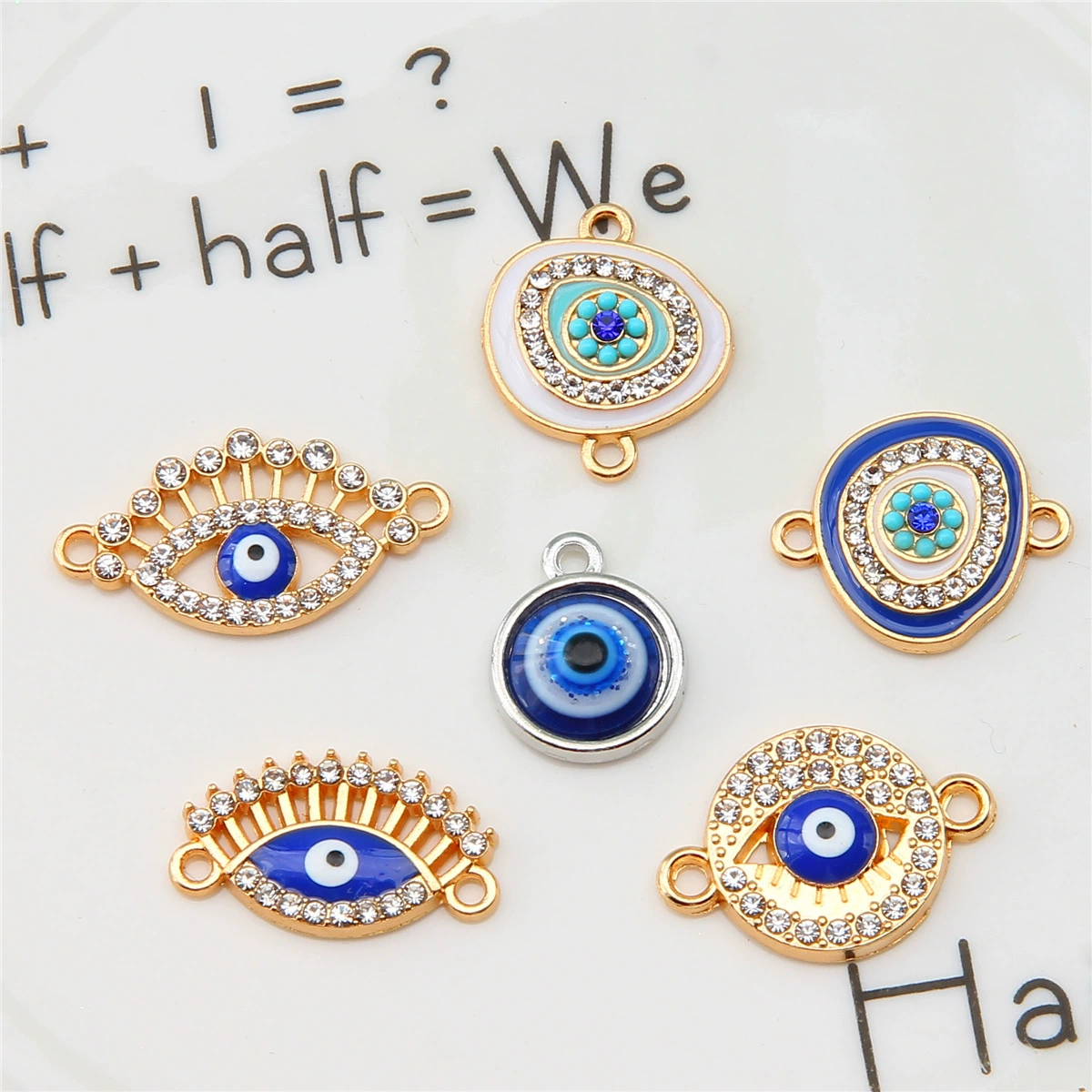 Двойной висячий глаз дьявола соединительный элемент один висячий смола злой глаз Diy браслет аксессуар подвеска ювелирные изделия