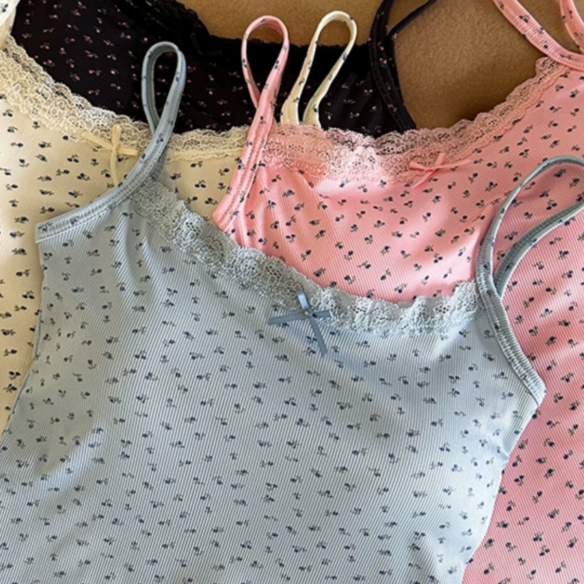 Кружевной летний топ-майка, женский с чашками, цветочный принт, plus size (подходит 80–120 цзинь)
