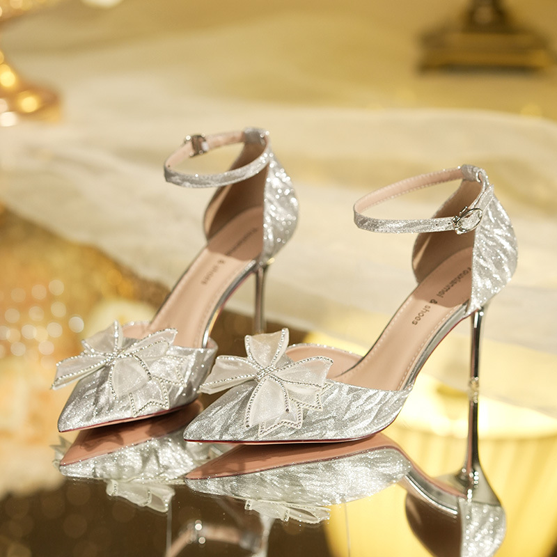 2024 Nuovo stile mondana francese di vendita caldo con fibbia con fiocco in strass perlato, scarpe singole da donna vuote_voghion.com