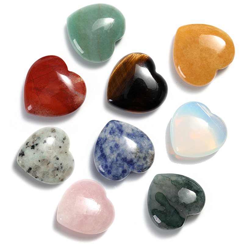 Cross-Border 30mm Crystal Heart Stone Pink Crystal Red Agate Amethyst Heart-Shaped Natural Stone Gemstone Cross-Border 30mm Crystal Heart Stone Pink Crystal Red Agate Amethyst Heart-Shaped Natural Stone Gemstone