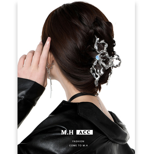 Original Moonstone Hollow Butterfly Hair Clip Wholesale Women's New Chinese Minimalist Cool Style Shark Clip Unique High-End Hair Clip