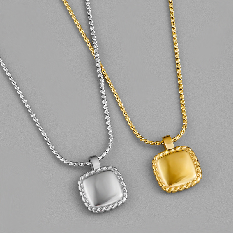 Simple Style Square Stainless Steel Plating 18k Gold Plated Pendant Necklace display picture 2