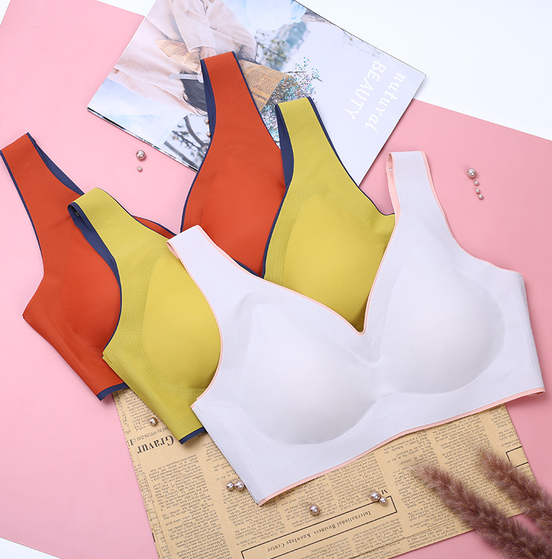 Nuevas novias ropa interior de látex de una pieza sin costuras contraste inalámbrico color belleza espalda pecho sujetador TikTok Live Hot