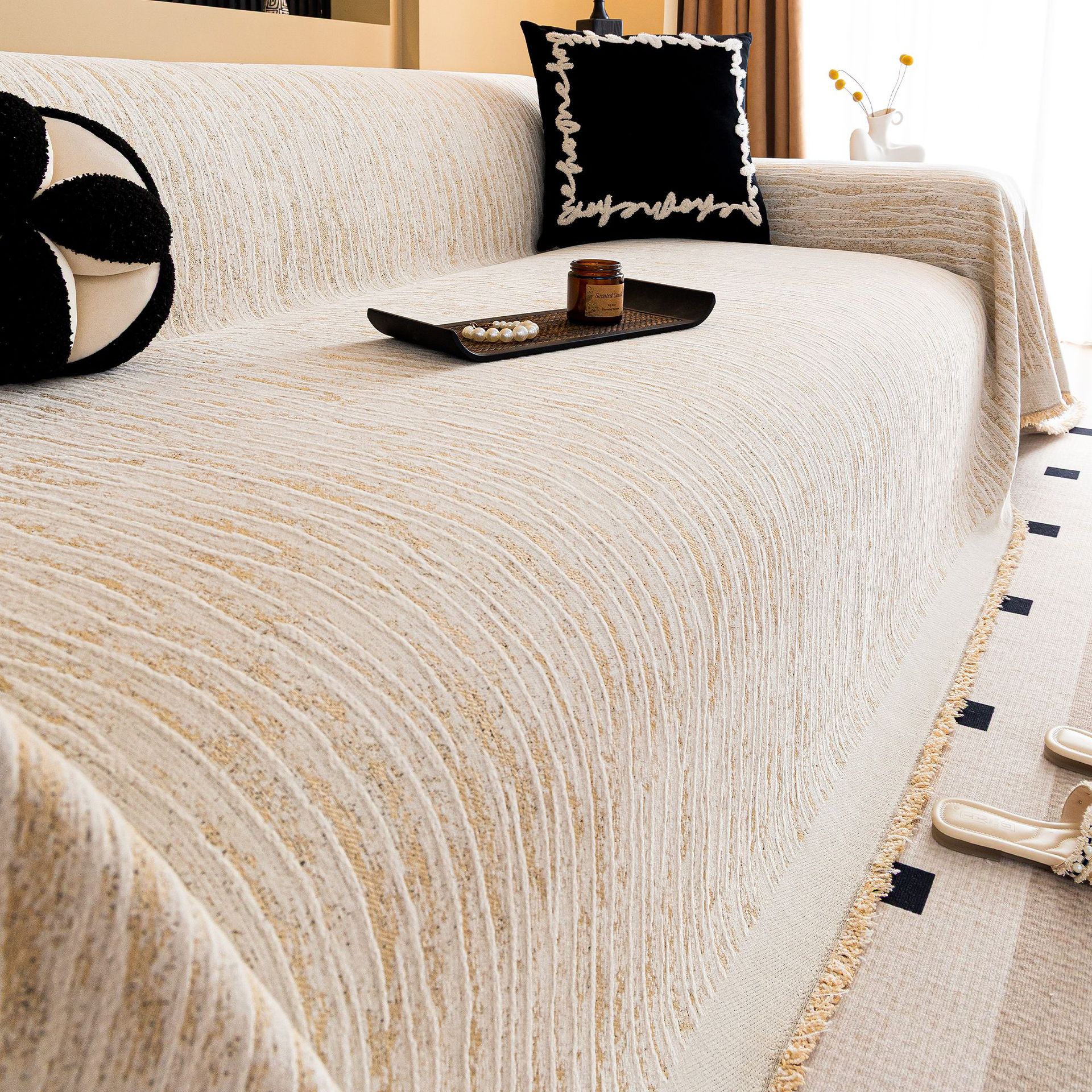 Toallas de sofá de aire de crema simple sofá moderno cubierta de sofá todo incluido cojín de cubierta de sofá cuatro estaciones cubierta universal