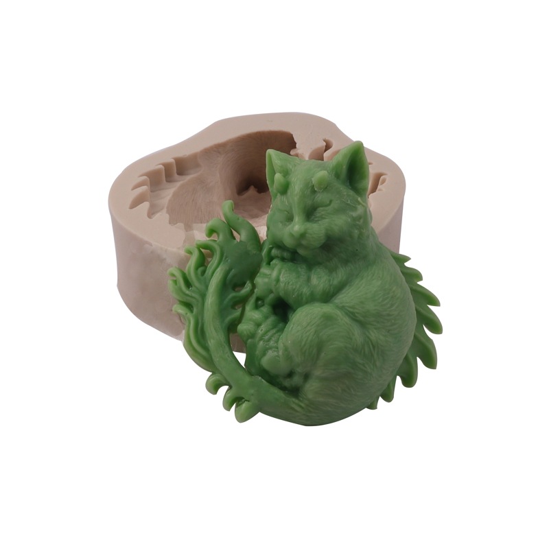 Jabón de jabón utensilios para hornear dormir diablo gato fondant molde de la torta aromaterapia decoración de yeso molde de silicona